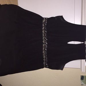 Short Black Prom/Homecoming Dressw/gold-black belt